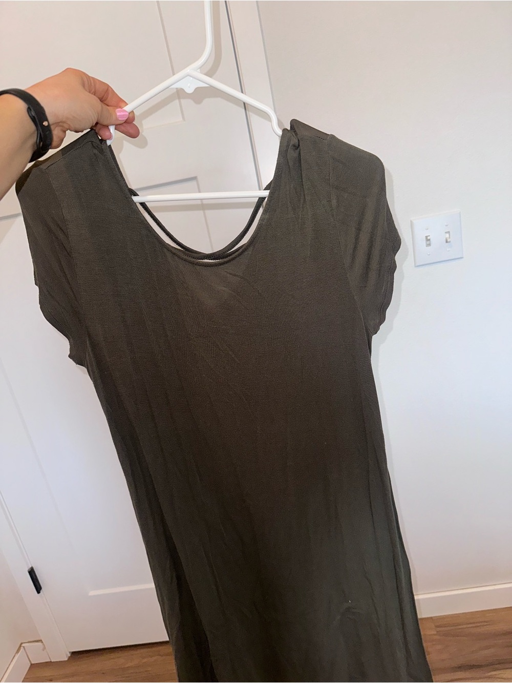 Mossimo Supply Co. Olive Short Sleeve Scoop t shirt dress